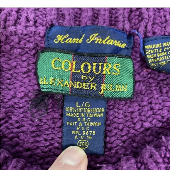 Vintage Colours by Alexander Julian Cotton Southwestern Sweater Mens Size Large - Picture 5 of 6